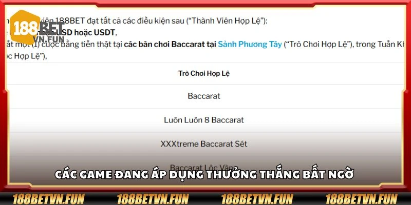 Các game đang áp dụng thưởng thắng bất ngờ 