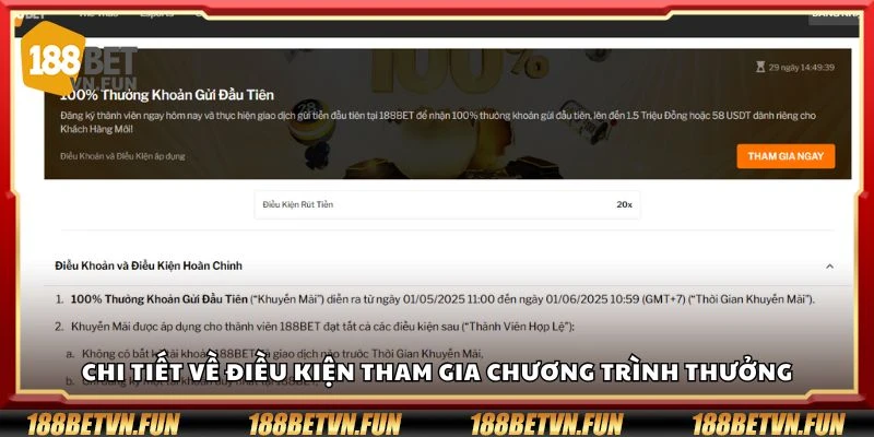 Chi tiết về điều kiện tham gia chương trình thưởng
